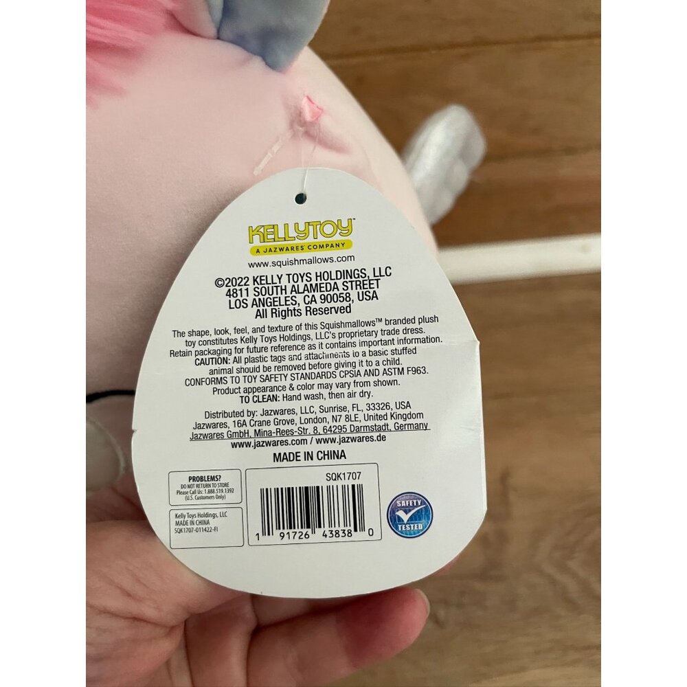 NWT Squishmallows 2022 Pandora the Pegasus Unicorn Plush Toy 10" Pink & Pastel - Picture 6 of 6